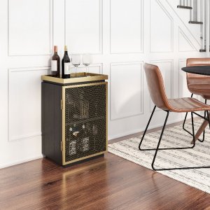 Zuo 109081 Nazzier Bar Cabinet Gold  Black