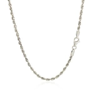 Unbranded 16587-18 2.5mm 14k White Gold Solid Diamond Cut Rope Chain S