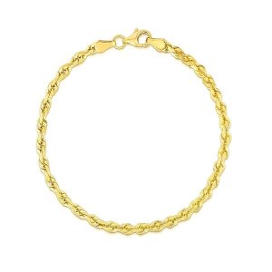 Unbranded 07708-8 4.0mm 10k Yellow Gold Solid Diamond Cut Rope Bracele