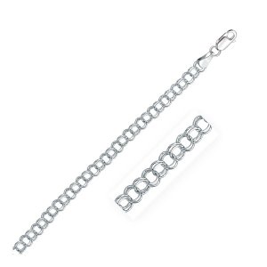 Unbranded 77061-8 5.0 Mm 14k White Gold Solid Double Link Charm Bracel