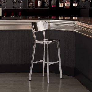 Zuo 100303 Winter Bar Chair Polished Stainless Steel