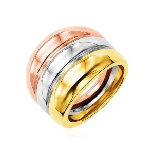 Unbranded 79576-7 14k Tri Color Gold Polished Ring Size: 7