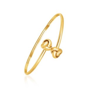 Unbranded 89557 Bypass Bangle With Love Knots In 14k Yellow Gold