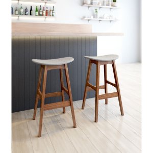 Zuo 100957 Allen Barstool (set Of 2) Gray  Walnut