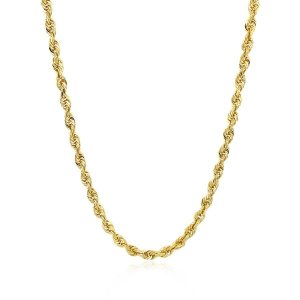 Unbranded 58975-24 3.0mm 14k Yellow Gold Solid Diamond Cut Rope Chain 