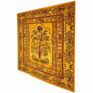 Wild TAPD308 Yellow Tree Of Life Peacock Tapestry Colorful Indian Wall