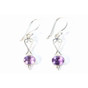 Wild PPLI15 Scroll-work Amethyst Hook Earrings