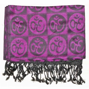 Wild SCA558 Om Meditation Symbol Handwoven Tassel Scarf