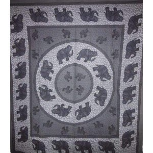 Wild TAPD183 Elephant Herd Mandala Tapestry