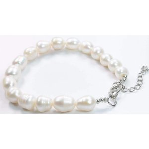 Wild 1002A Lustrous Oblong Baroque Pearls Bracelet