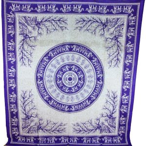 Wild TAPD117 Purple Tigers  Elephants Majestic Beasts Tapestry