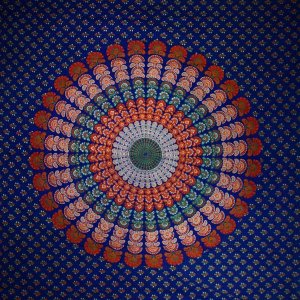 Wild TAPD169 Navy Blue Peacock Dance Mandala Tapestry