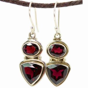 Wild 3UHGRT111 Trillion And Oval Cut Garnet Earrings