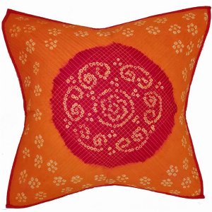 Wild CC119 Bandhini Print Cotton Cushion Cover Design Floral Pattern H