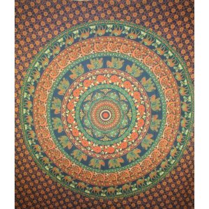 Wild TAPD163 Dark Blue Kaleidoscope Mandala Flowers  Animals Tapestry