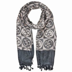 Wild SCA551 Om Meditation Symbol Handwoven Tassel Scarf