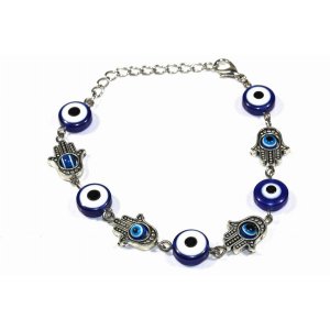 Wild 55 Hamsa Hands  Evil Eye Marbled Bead Bracelet