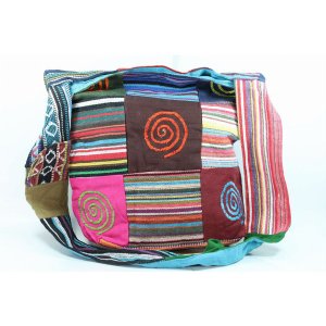 Wild JH147 Patchwork Multi Spiral Durrie Jhola Bag Shopping Tote