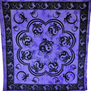 Wild TAPD228 Purple Salamander  Yin Yang Artwork Tapestry