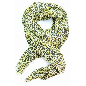 Wild SCA511 Leopard Print Yellow Scarf