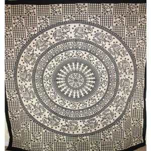 Wild TAPD255 Black Baby Elephant Chakra Mandala Artwork Tapestry