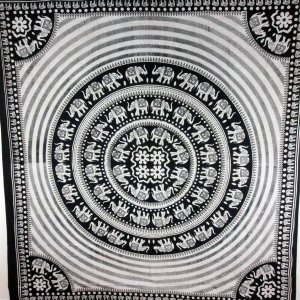 Wild TAPD106 Black  White Elephant Mandala With Self Design Tapestry