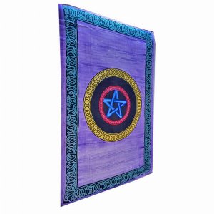 Wild TAPS1111 Purple Geometric Star Frame Brushstroke Pattern Tapestry