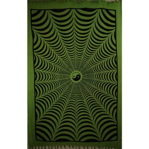 Wild TAPS1067 Green Trippy Yin Yang 3d Hand-loom Style Tapestry