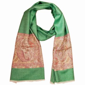 Wild SCA593 Elegant Reversible Silk Rayon Paisley Scarf In Green