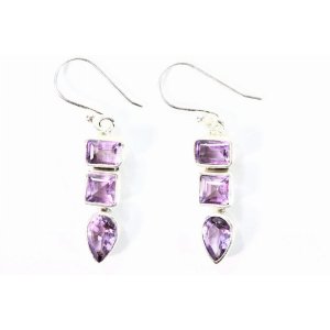 Wild PPLI27 Three Tier Amethyst Hook Earrings