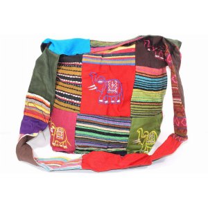 Wild JH168 Elephant Pop Art  Durrie Patchwork Sling Jhola Bag