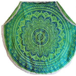 Wild PIC7 Rainforest Green Round Mandala Tapestry