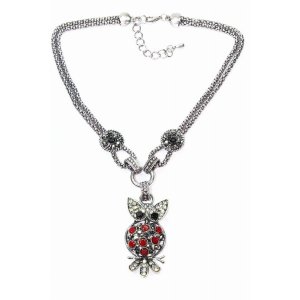 Wild 3-O Dazzling Perched Owl Necklace