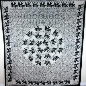 Wild TAPD104 Black  White Festival Elephant Mandala Tapestry