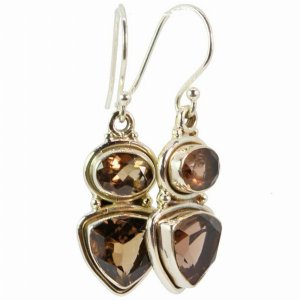 Wild 3UHSQ109 Handmade Smokey Quartz Earrings In Sterling Silver