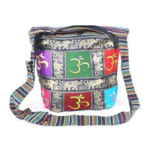 Wild JH105 Om Patchwork  Jacquard With Elephants Sling Jhola Bag