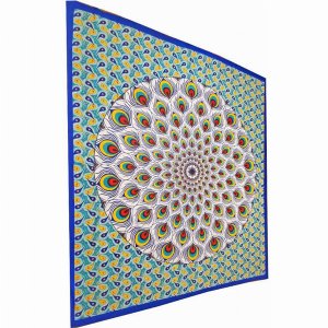 Wild TAPD324 Yellow Geometric Design Peacock Tapestry