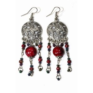 Wild 219B Flower Medallion  Grand Bead Dangler Earrings