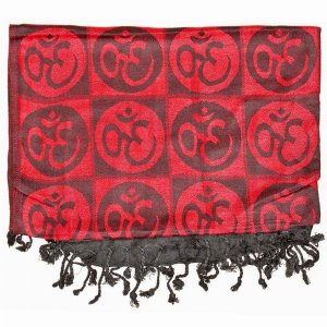 Wild SCA553 Om Meditation Symbol Handwoven Tassel Scarf