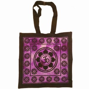 Wild CHK101 Aum Sanskrit Symbol Lotus Chakra Tie Dye Market Tote Bag C