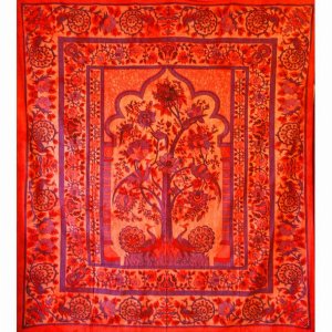 Wild TAPD307 Red Tree Of Life Peacock Tapestry Colorful Indian Wall De