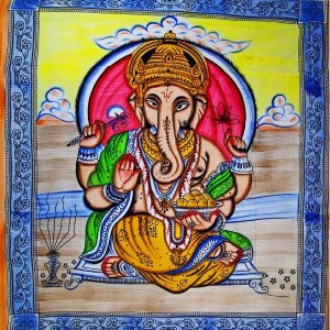 Wild TAPD114 Ganesha Holding Lotus Flower In Pastels With Tassels Tape