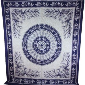 Wild TAPD116 Navy Blue Tigers  Elephants Majestic Beasts Tapestry