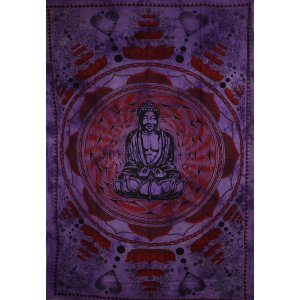 Wild TAPS1024 Purple Buddha In Dharma Chakra Mudra On A Lotus Flower T