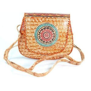 Wild LEA104 Fire Flower Leather Mandala Purse