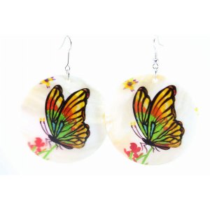 Wild 146 Basking Butterfly Mother Of Pearl Earrings