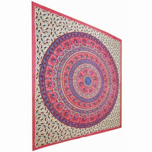 Wild TAPD341 Pink Elephant Mandala Floral Background Tapestry