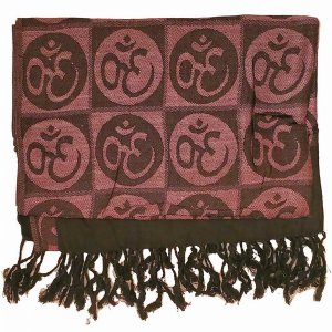 Wild SCA582 Om Meditation Symbol Handwoven Tassel Scarf