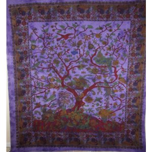 Wild TAPD134 Violet Tree Of Life Birds Tapestry