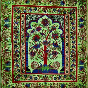 Wild TAPD130 Green Tree Of Life Peacock Tapestry